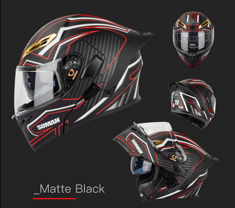 SOMAN-Modular-Flip-Up-Dual-Visor-Bluetooth-Ready-Motorcycle-Helmet-DOT-ECE-beanie-helmets