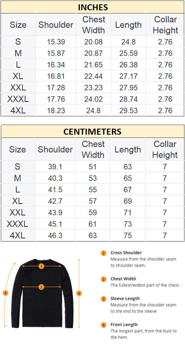 USB HEATED VEST SIZE CHART