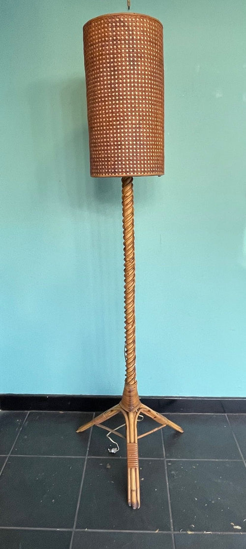 Brass Faux Bamboo Floor Lamp. Mid Century Hollywood Glamour Brass Faux  Bamboo Floor Lamp With Decorative Base. Rare Model. -  Denmark