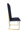 6 1970s dining chairs with gilt metal angular legs and black upholstered seats by Willy Rizzo