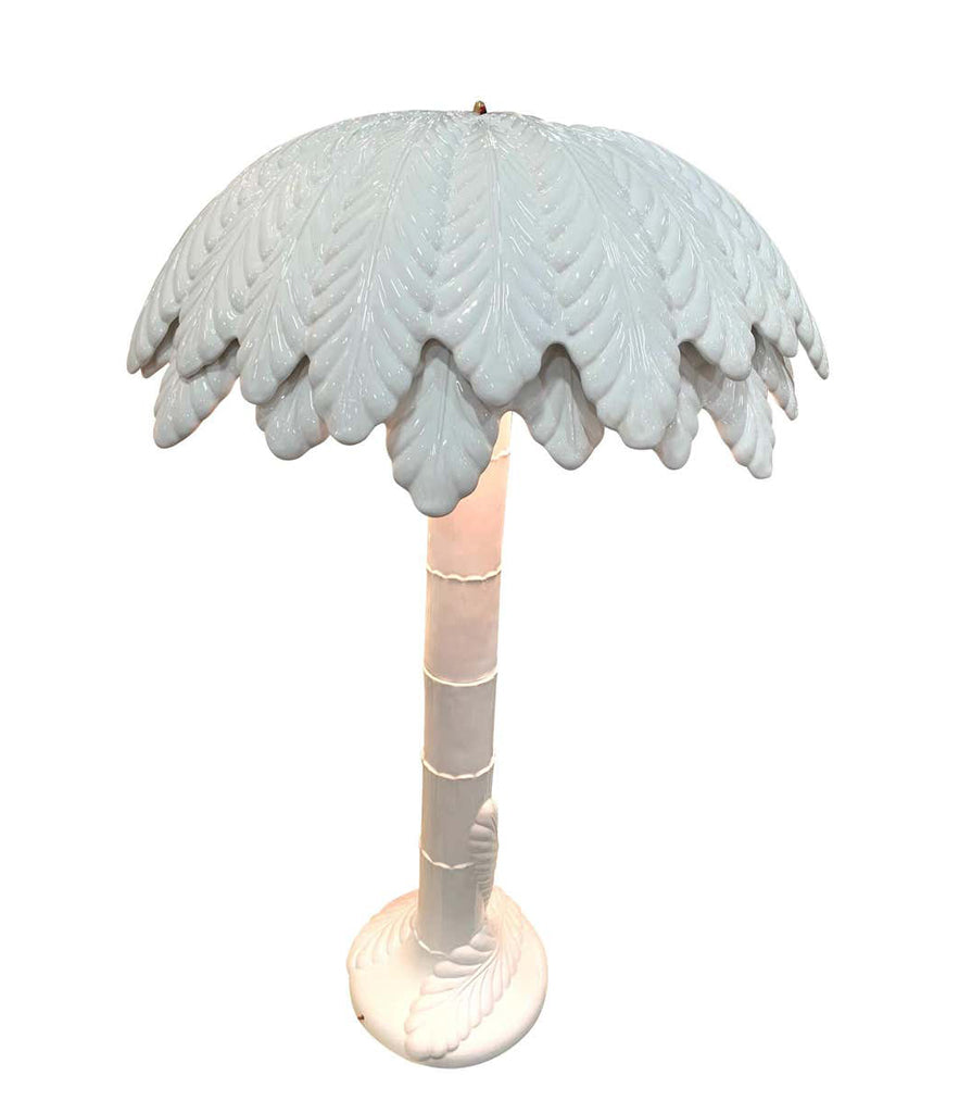 Fantastic Large 1970s Italian White Ceramic Palm Tree Floor Lamp