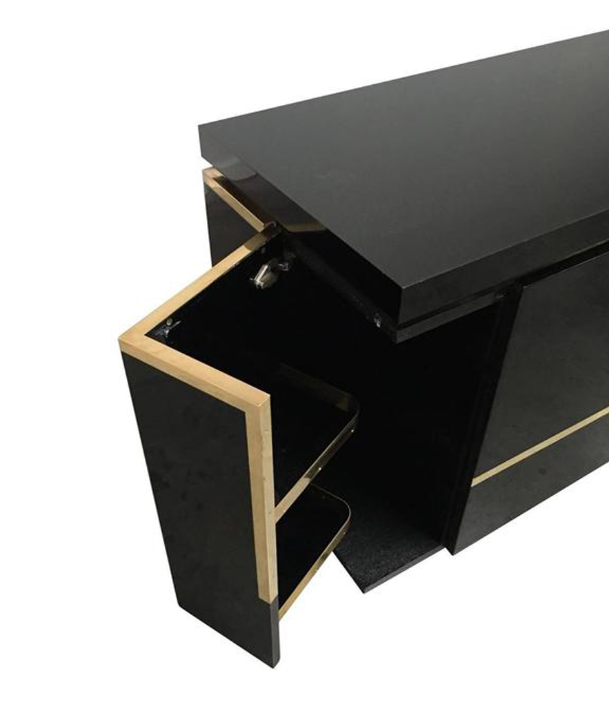 Jean Claude Mahey Black Lacquer Credenza Ed Butcher