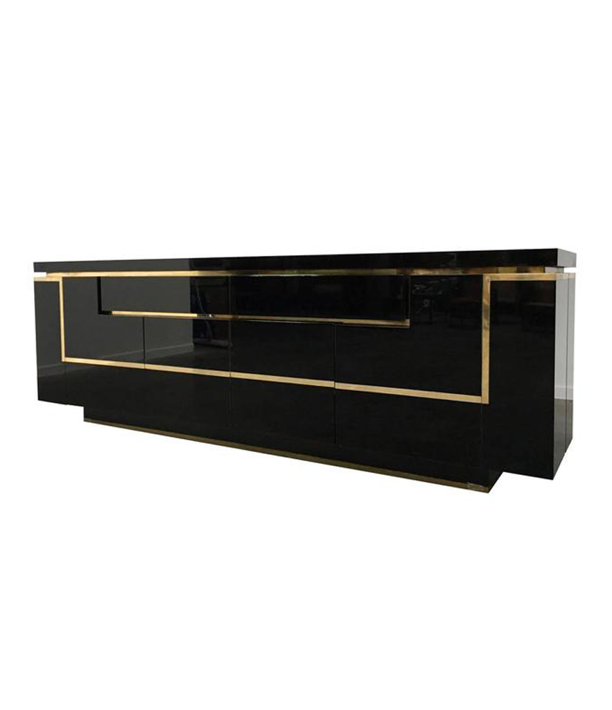 Jean Claude Mahey Black Lacquer Credenza Ed Butcher