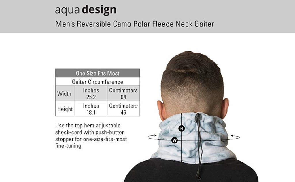 Mens Fleece Neck Gaiter Size Chart