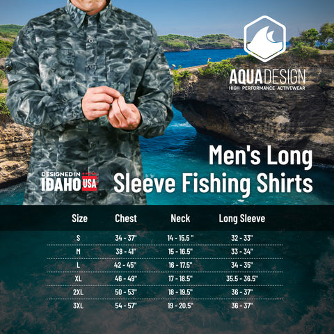 Men's Button Up Shirt Size Chart by Aqua Design