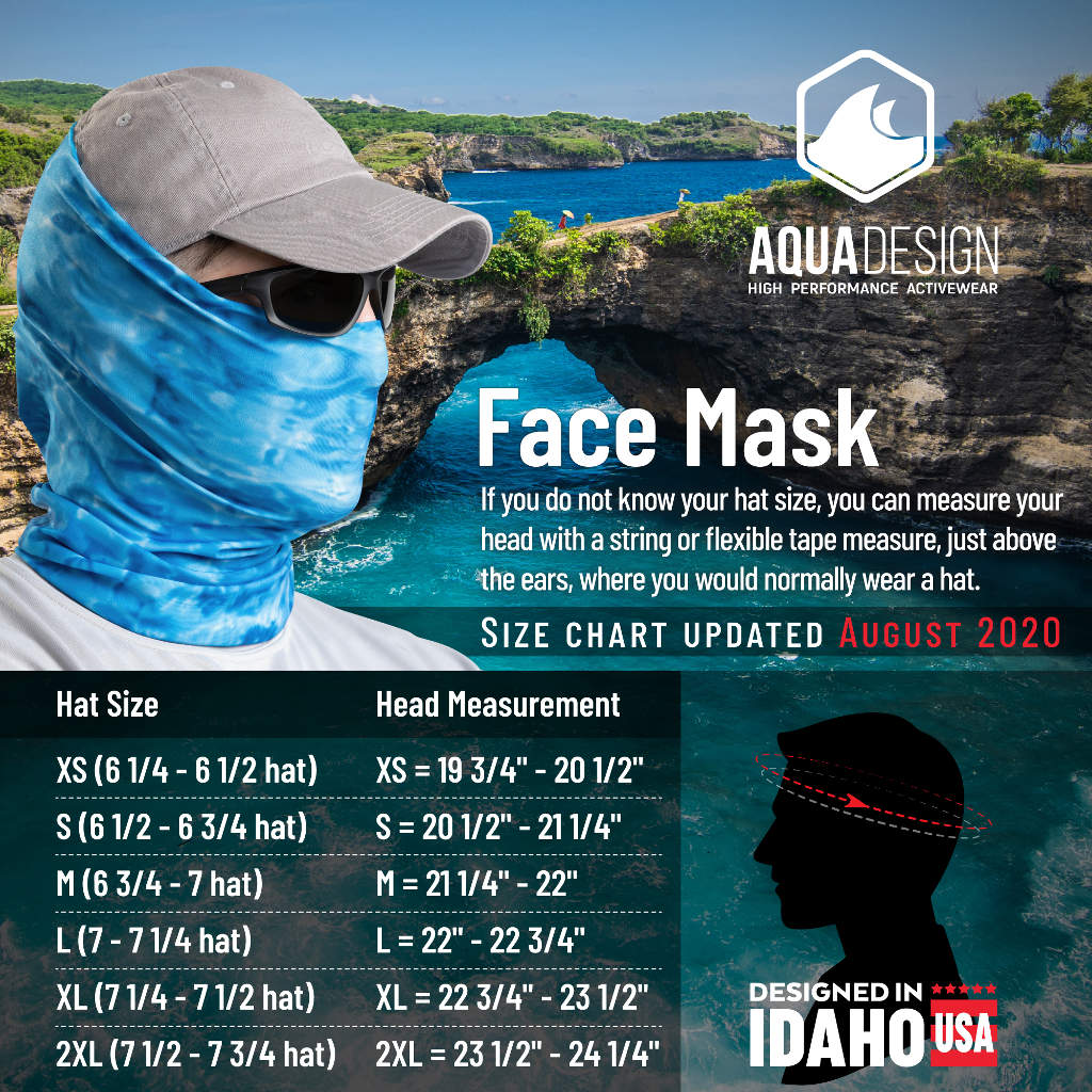 Aqua Design Men's Face Mask Gaiter Size Chart