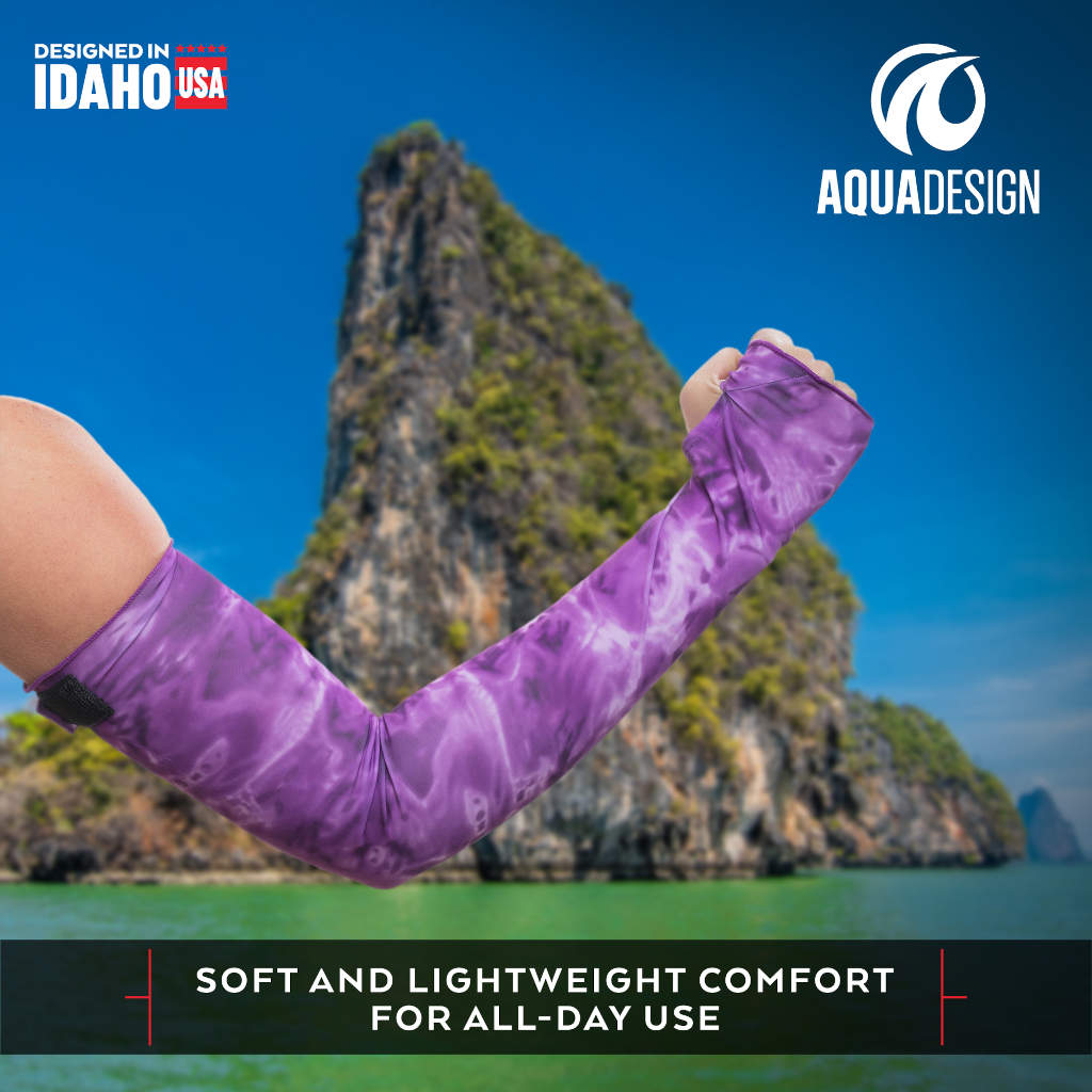 Purple long UV Protection Sun Sleeves for Arm and Hands