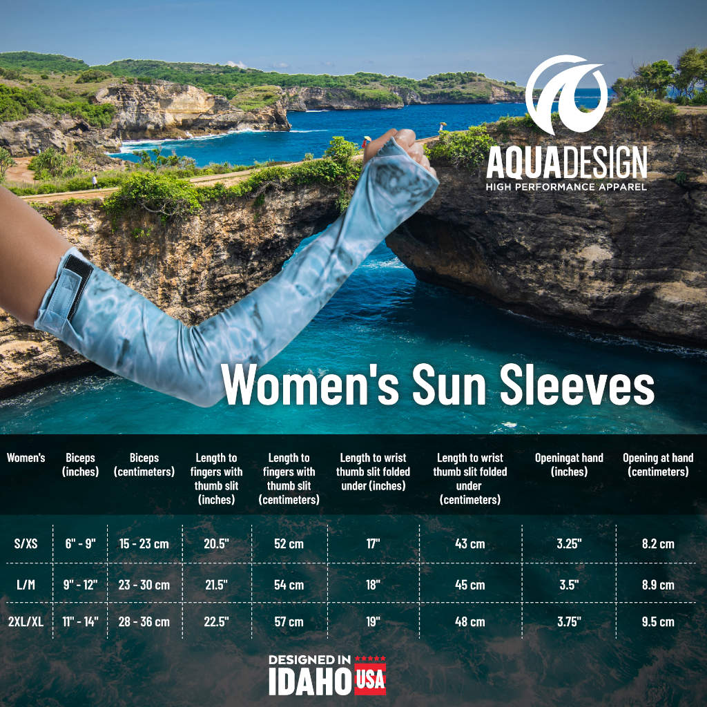 Womens Arm Hand Sun Sleeves Size Chart