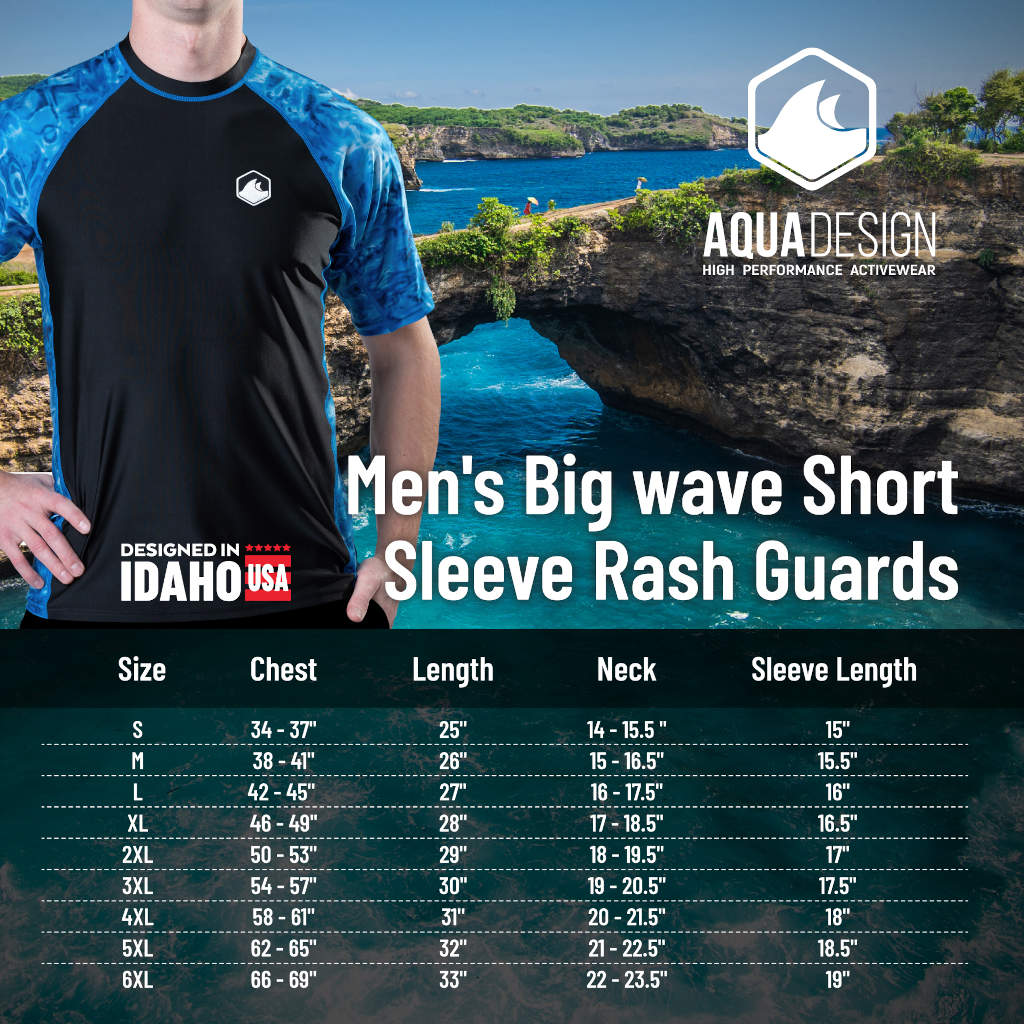 Mens Short Sleeve Rash Guard Size Chart