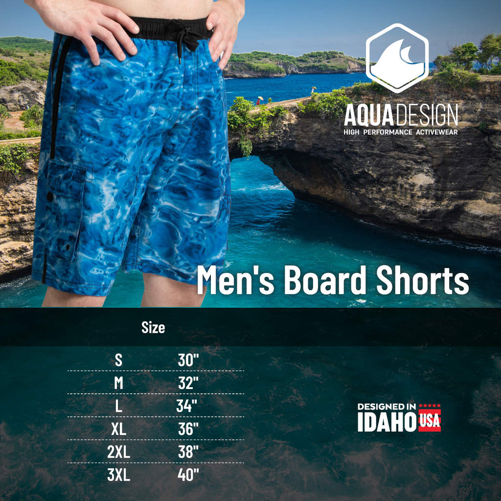 Aqua Design Mens Swim Trunks Board Short Size Chart