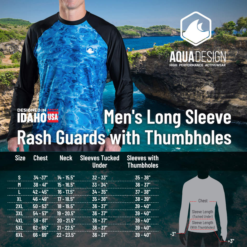 Men's Long Sleeve Rash Guard Size Chart