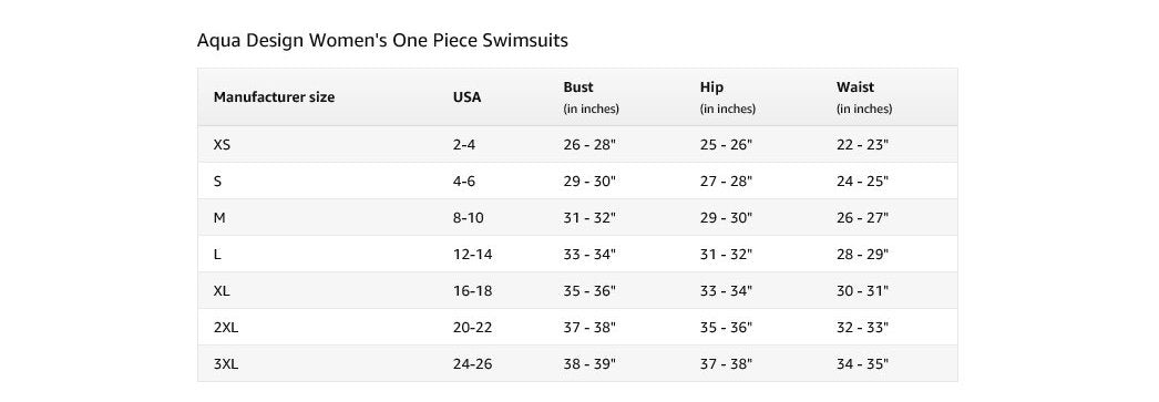 Swimsuit Women S Size Chart
