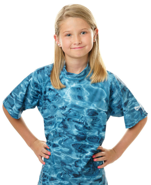 Big Girl Short Sleeve Rash Guard Shirt UPF 50+ | Aqua Design