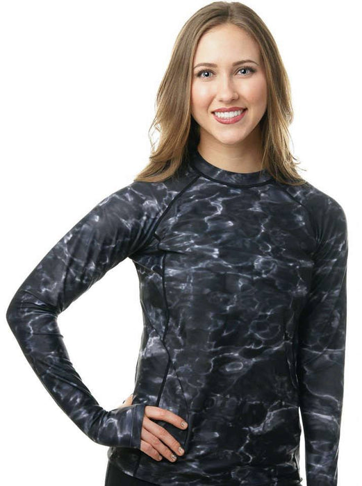 Womens Upf 50 Rash Guard Long Sleeve Shirt Aqua Design 7857