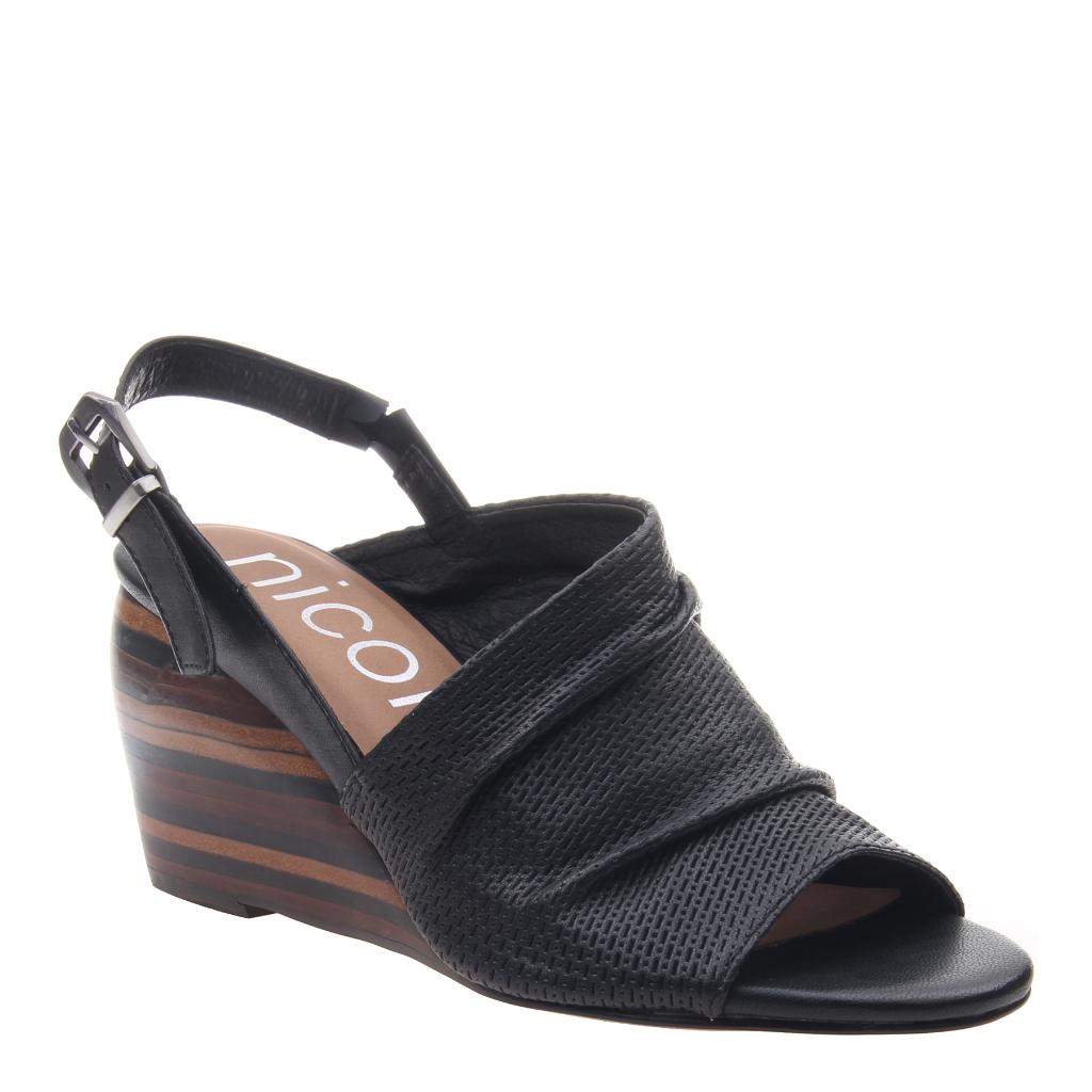 Aziza in Black Wedge Sandals | Women's 