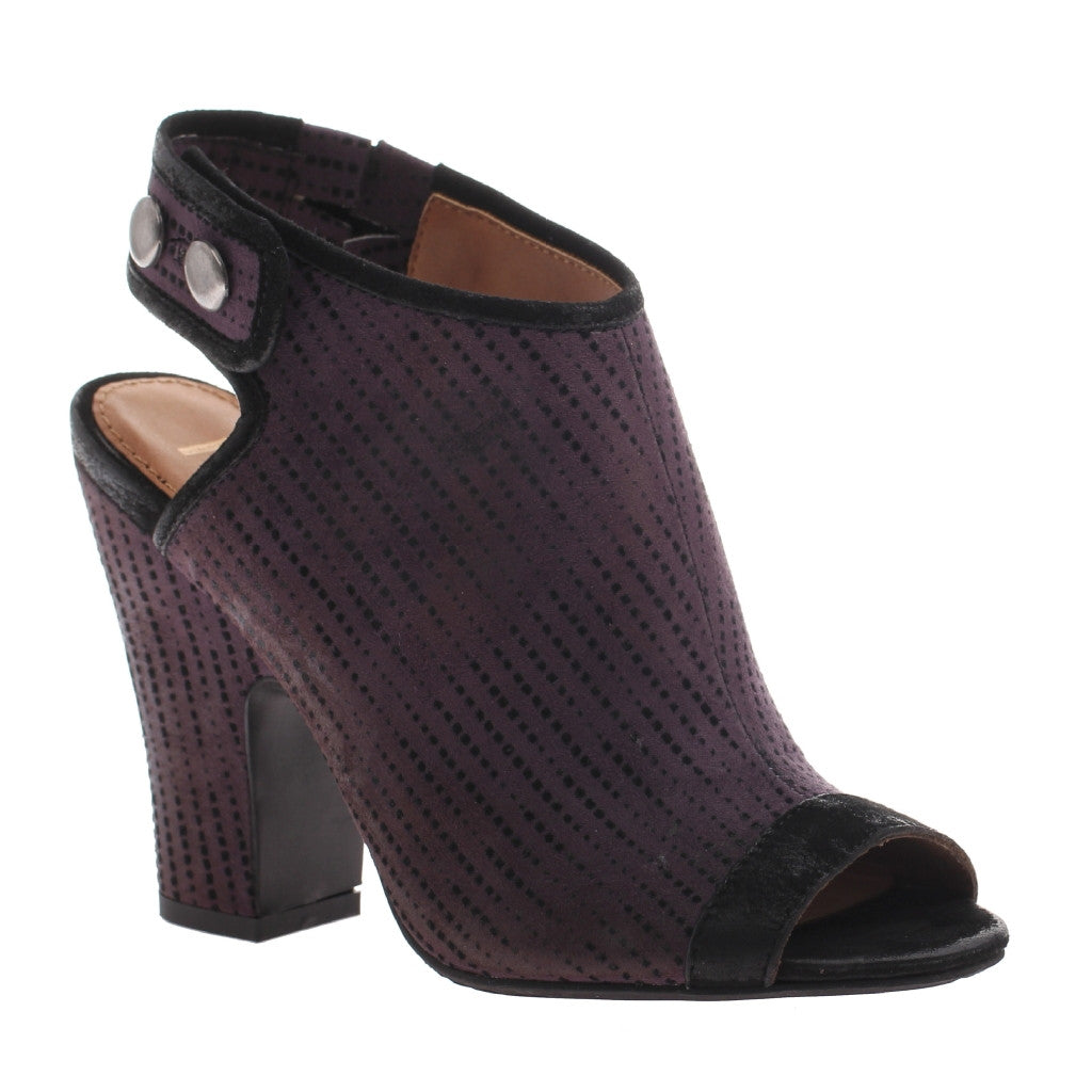 purple open toe booties