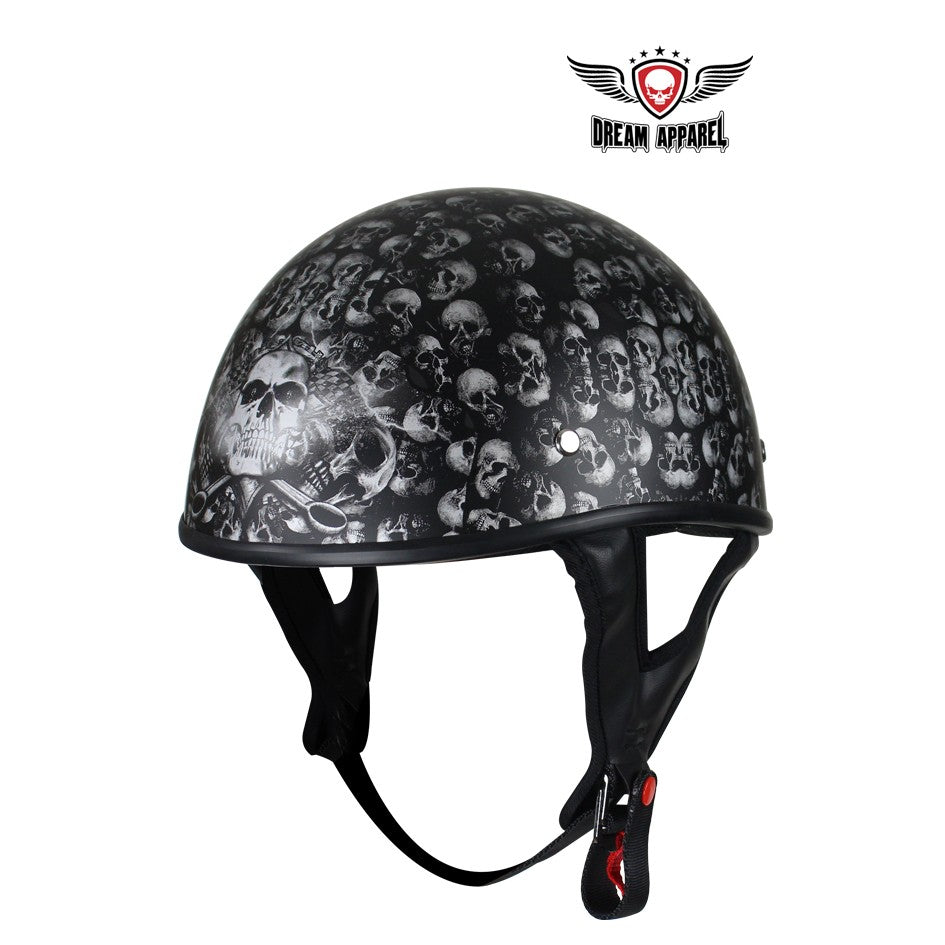 DOT Low Profile Motorcycle Helmet With Skulls Graphic – B&S Motorcycle