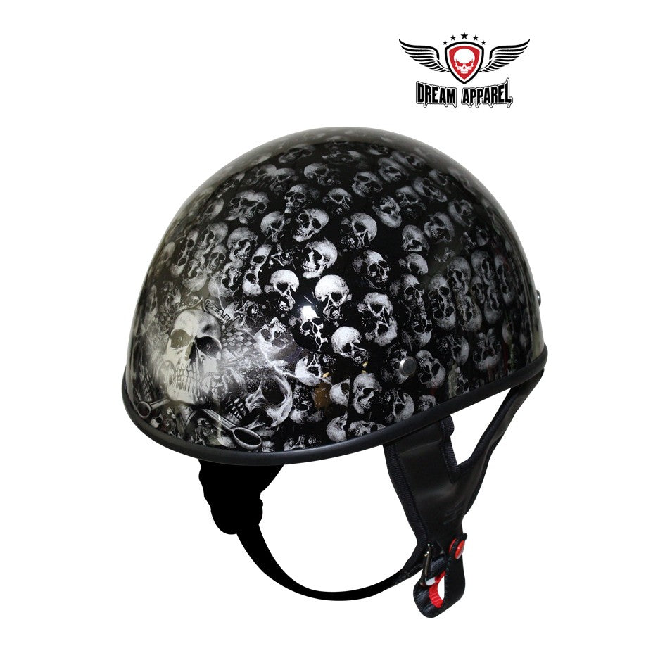 DOT Approved Low Profile Motorcycle Helmet With Black Finish & Skull G – B&S Motorcycle Store
