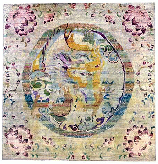 Dancing Dragon rug in pure silk