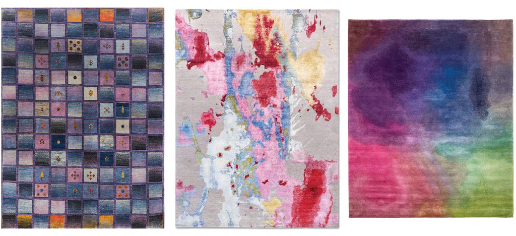 3 blue-violet-pink rugs