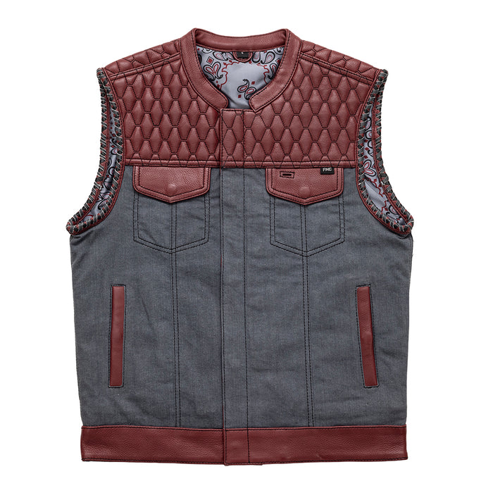 Red Label - Men's Club Style Leather/Denim Vest (Limited Ed) – First  Manufacturing Company