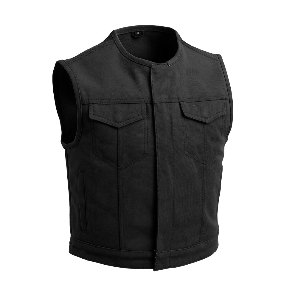 Lowrider - Mens Motorcycle Leather/Twill Vest – First MFG Co 