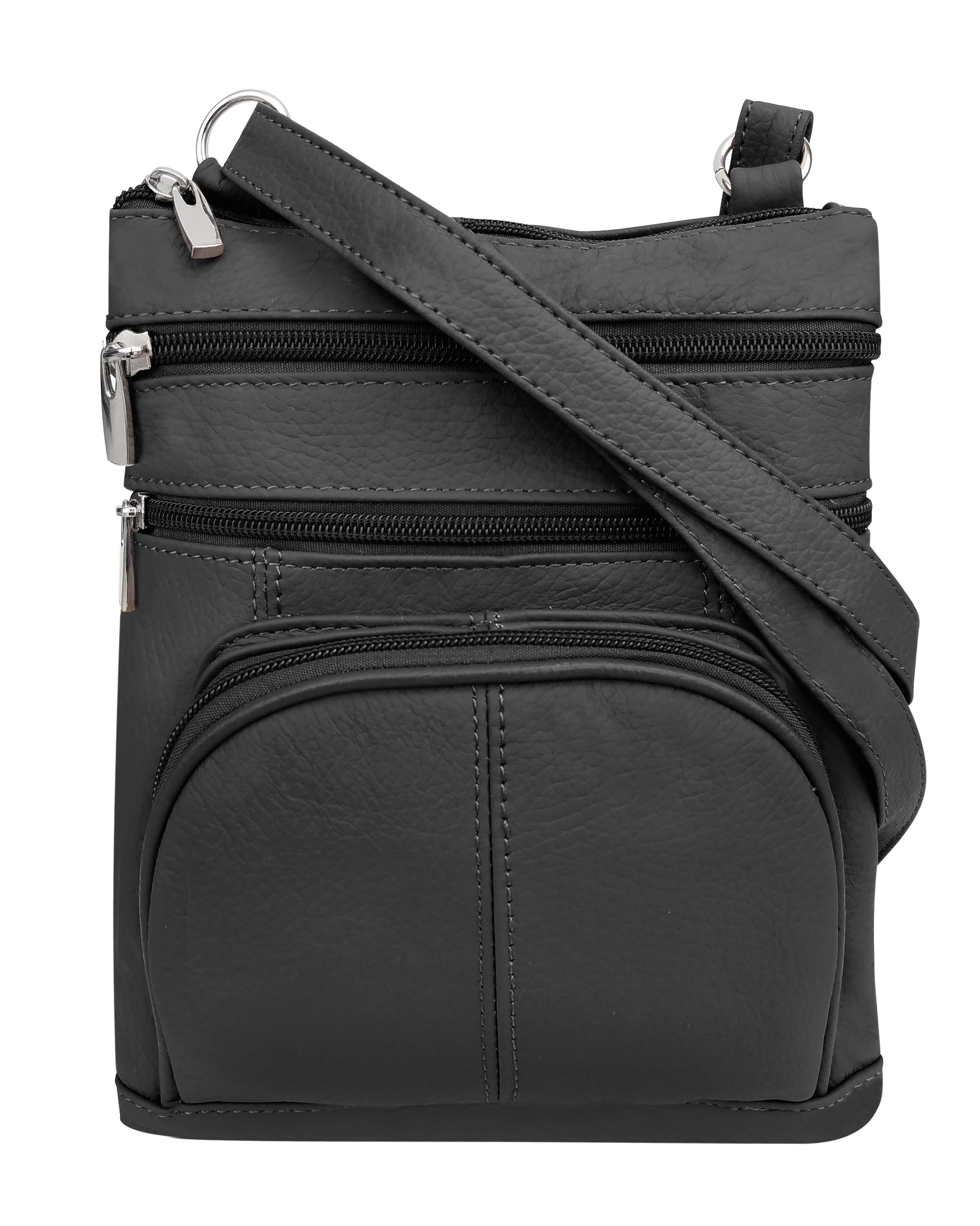 JAMIE Leather Crossbody Multi-Pocket Purse Bag with Front Organization ...