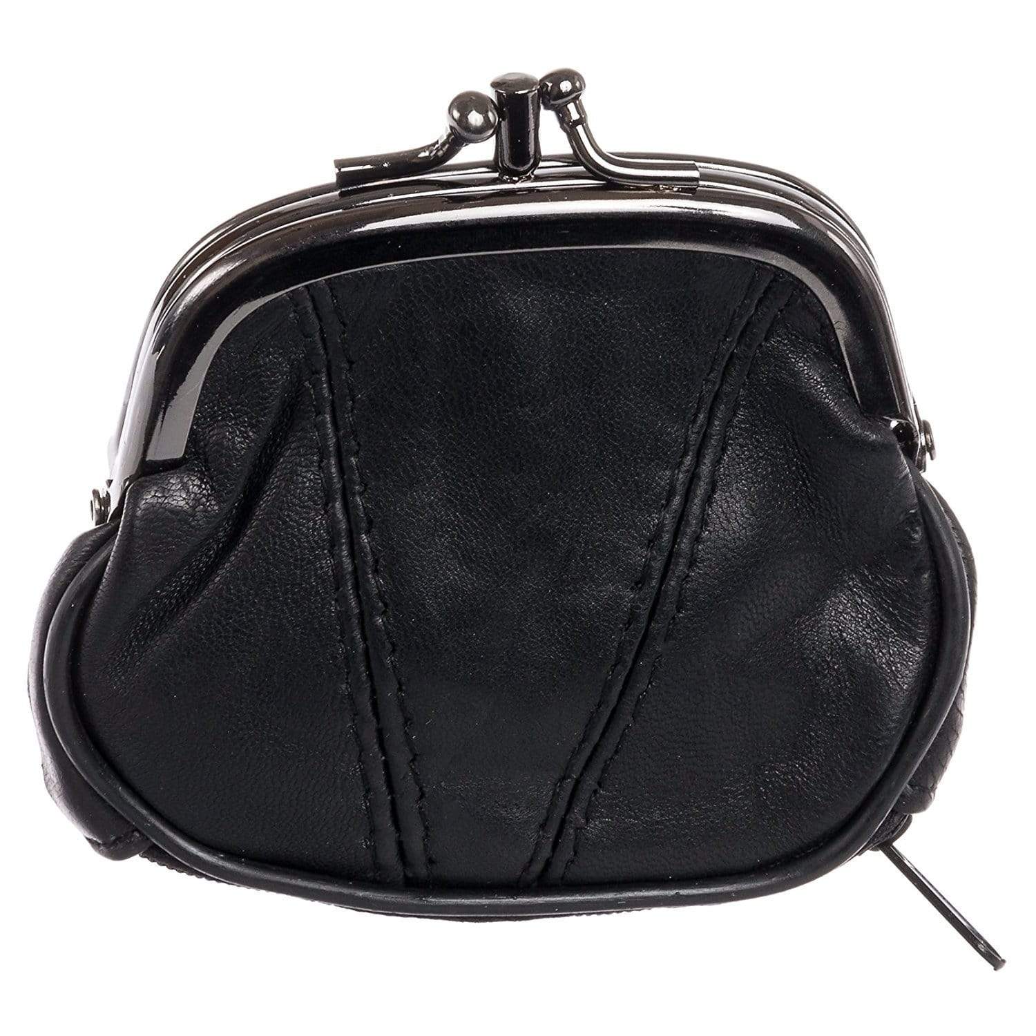 KISSLOCK Leather Change Purse with Clasp and zipper bottom pouch ...