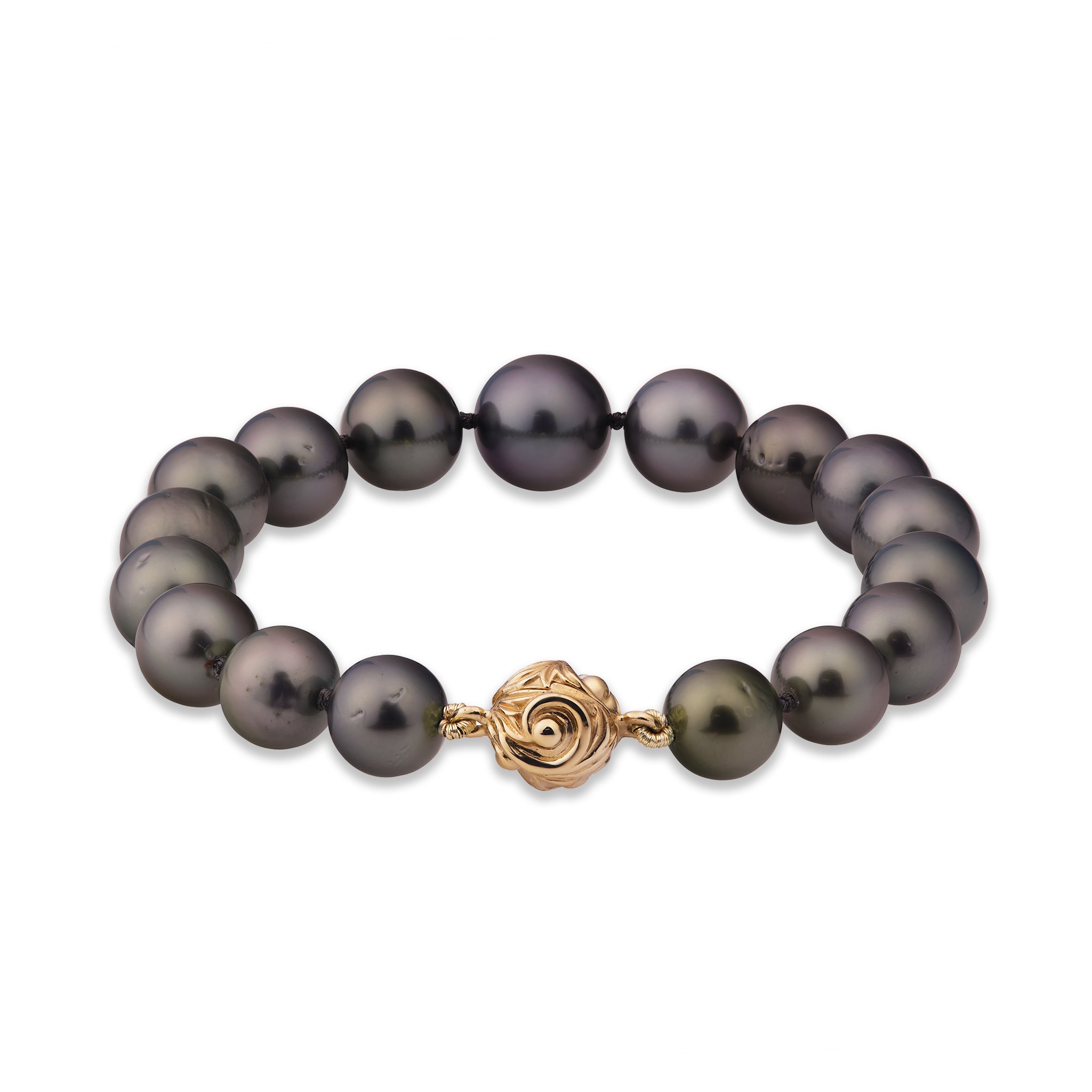 7.78-8 Tahitian Black Pearl Bracelet with Magnetic Gold Clasp
