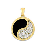 Yin Yang Black Coral Pendant - 015-06735