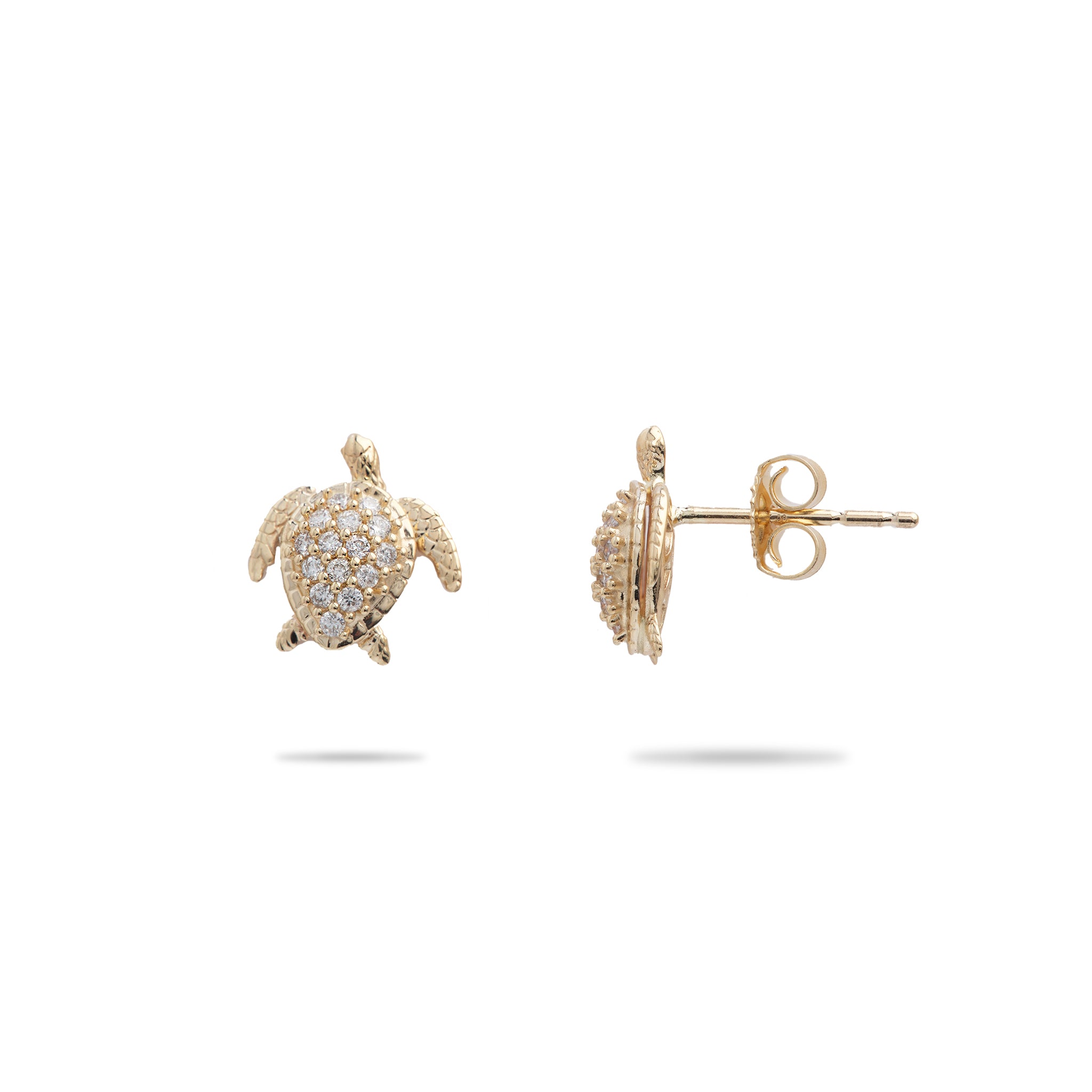 Plumeria Earrings in Gold with Diamonds - 9mm – Maui Divers Jewelry