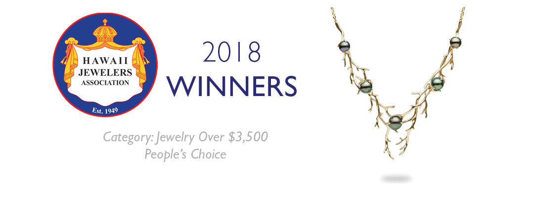 2018 Hawaii Jewelers' Association Winner: Hawaiian Heritage Tahitian Black Pearl Necklace in Gold