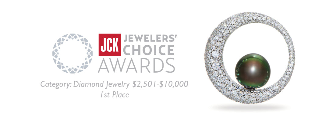 2016 JCK Award Winner: Diamond Tahitian Pearl Pendant in White Gold