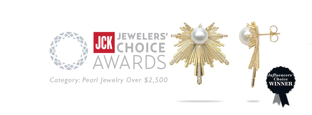 2021 JCK Awards - E Ho'āla (The Awakening) S. Sea Pearl Earrings in Gold with Diamonds