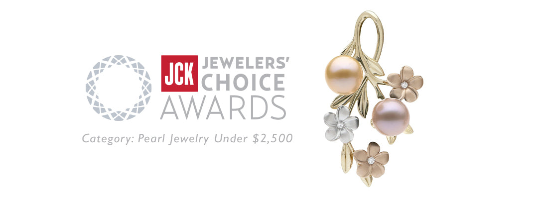 2021 JCK Winner: Pearls in Bloom Freshwater Pearl Pendant in Tri Color Gold with Diamonds