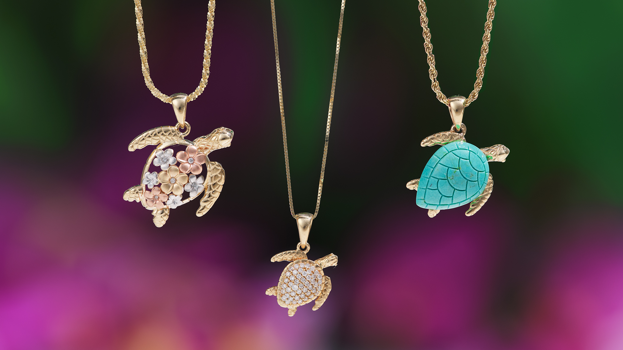 Three Honu pendants - Maui Divers Jewelry