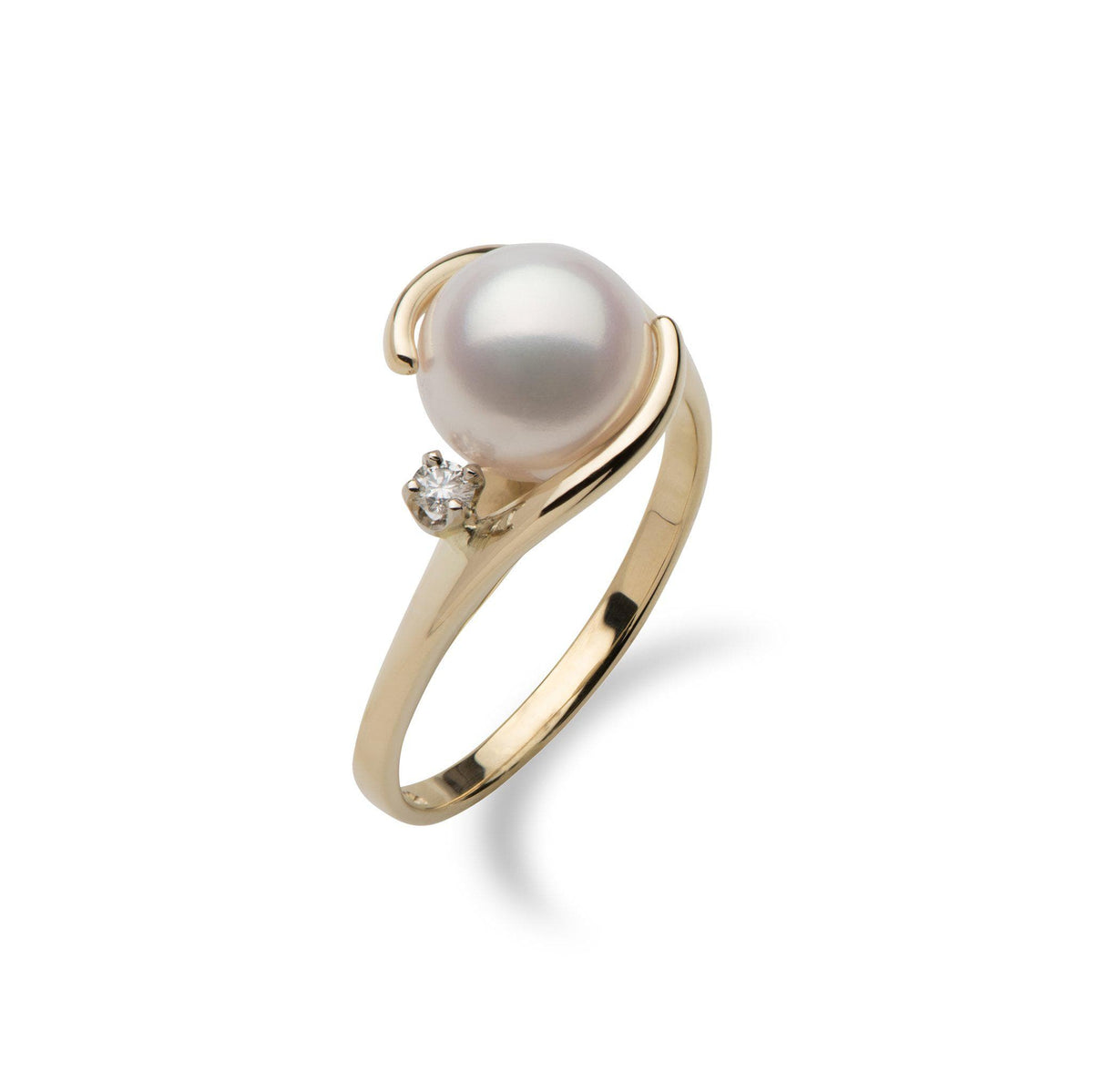 Akoya Pearl Ring with Diamond in 14K Yellow Gold (8mm) - Maui Divers ...