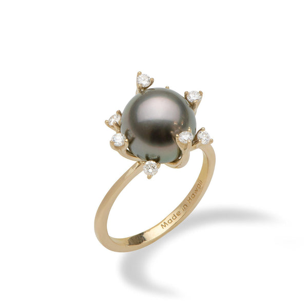 8.5 - 9.0mm Cultured Freshwater Pearl and 1/10 CT. T.W. Diamond Ring in  Sterling Silver | Zales