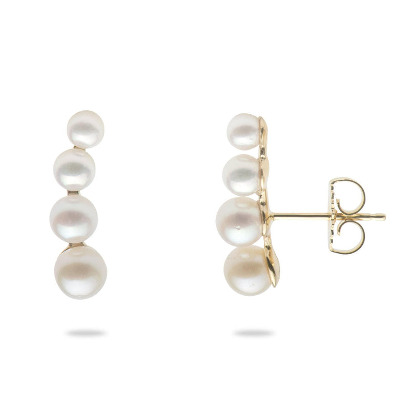 Akoya & Freshwater White Pearl Earrings in Gold - 3.5-6mm – Maui Divers ...