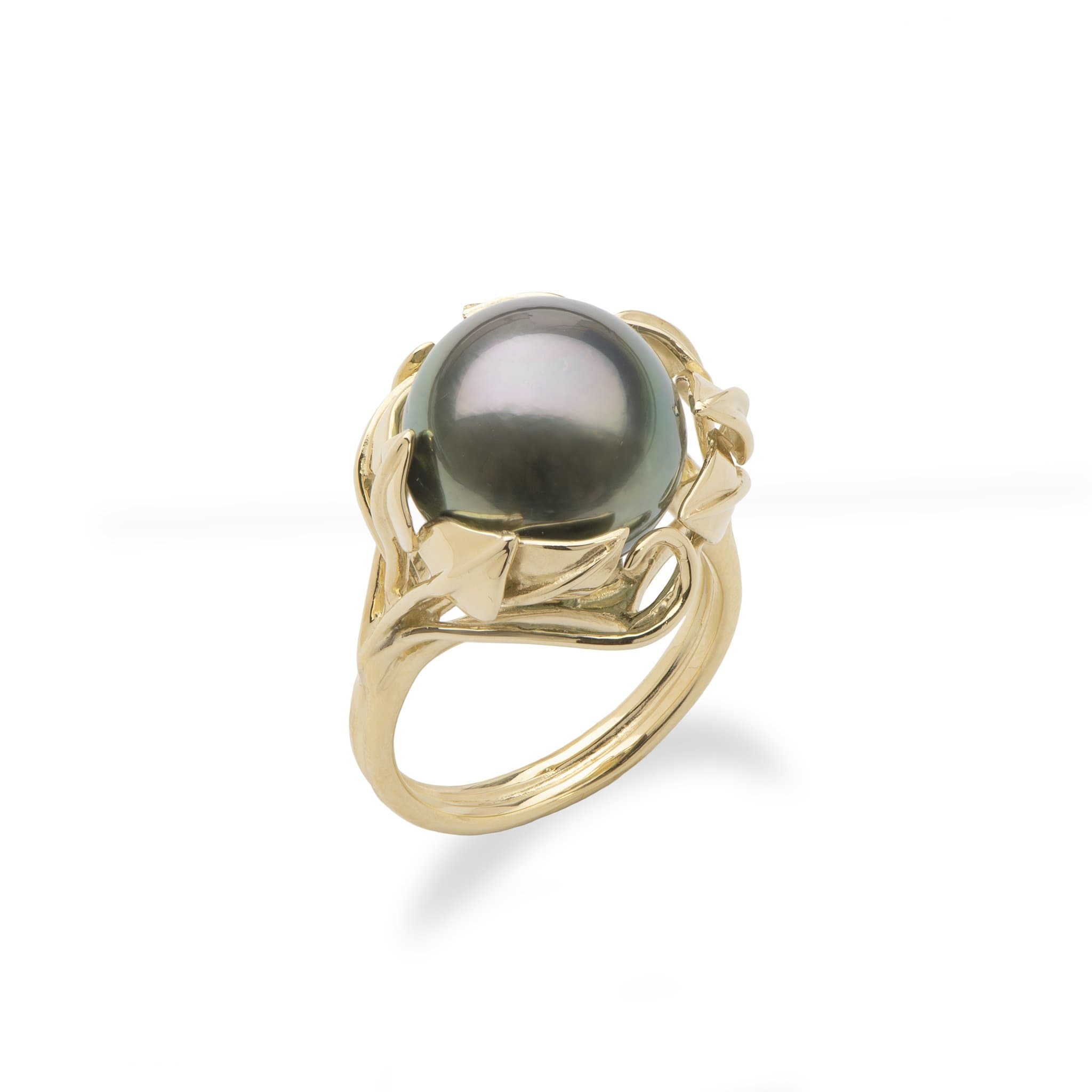 Tahitian Black Pearl Ring in Gold - 12-13mm – Maui Divers Jewelry