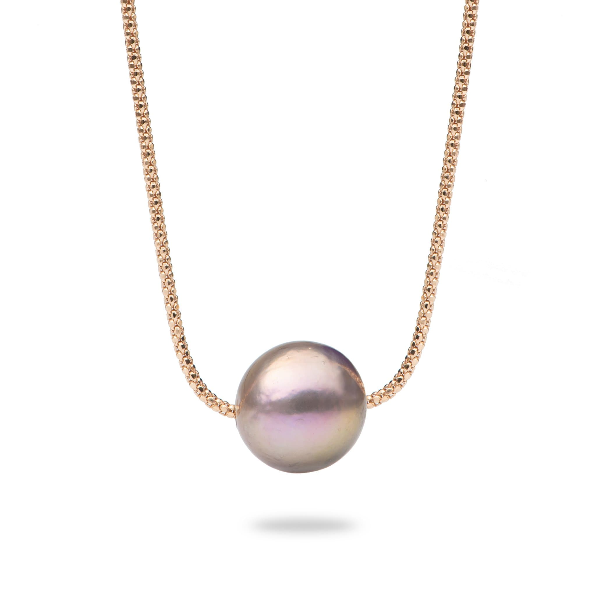 16-18 Adjustable Slider Freshwater Lilac Pearl Necklace in Rose Gold- Made in Hawaii