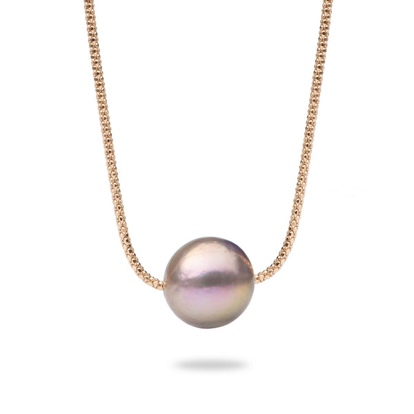 Dyan Strand Rosebud Pearl Necklace in 20K Peach Gold- 18