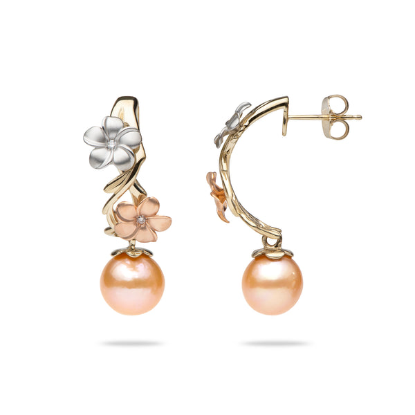 Plumeria Earrings in Rose Gold with Diamonds - 13mm – Maui Divers