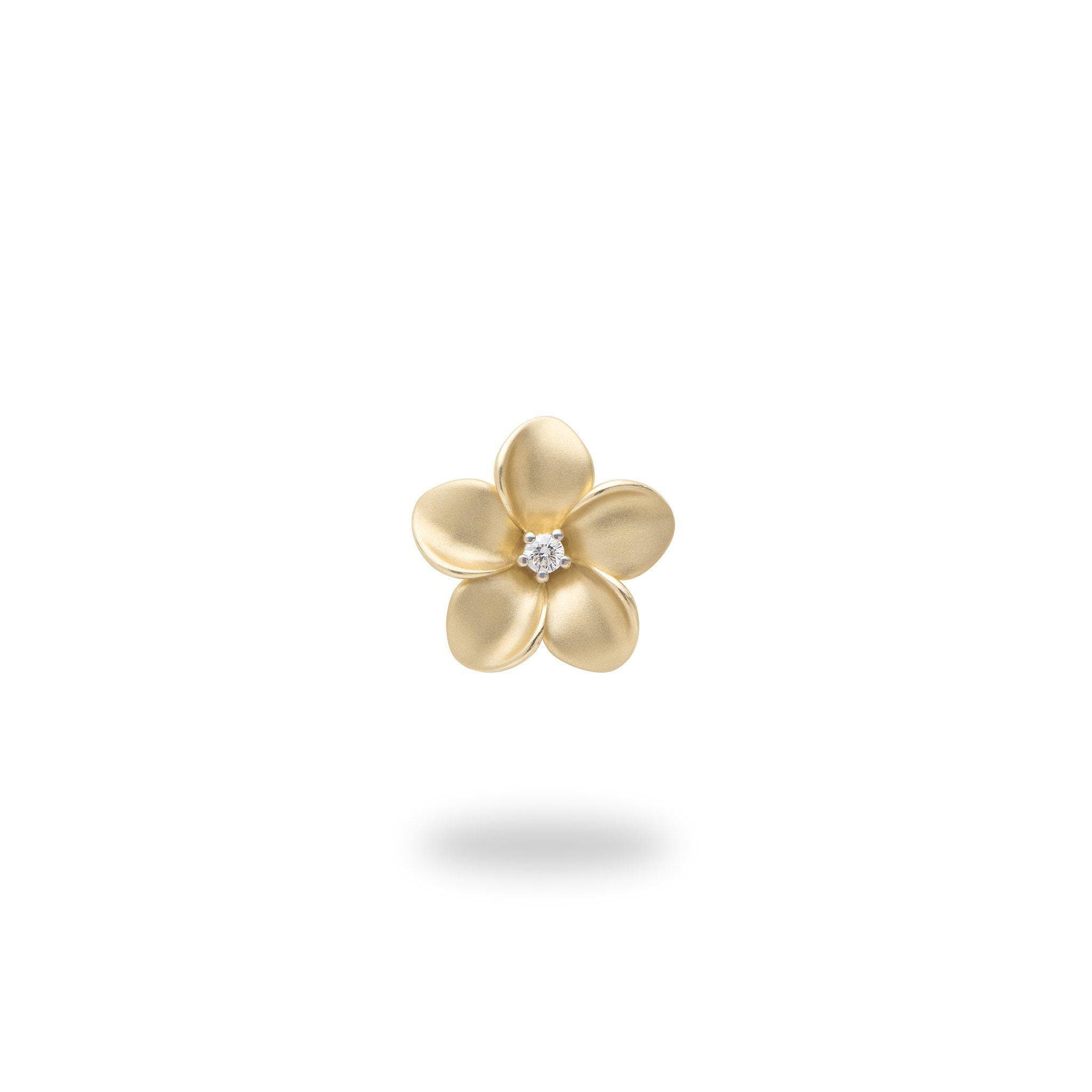 Plumeria Pendant in Gold with Diamond - 11mm