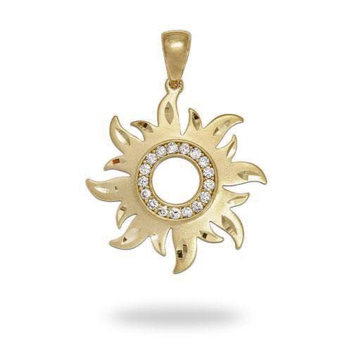 Sun Pendant in Gold with Diamonds - 24mm – Maui Divers Jewelry