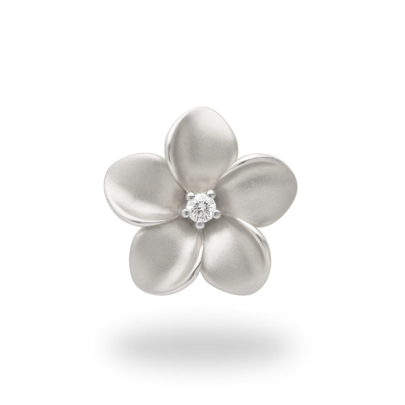 Plumeria Pendant in White Gold with Diamond - 20mm – Maui Divers Jewelry