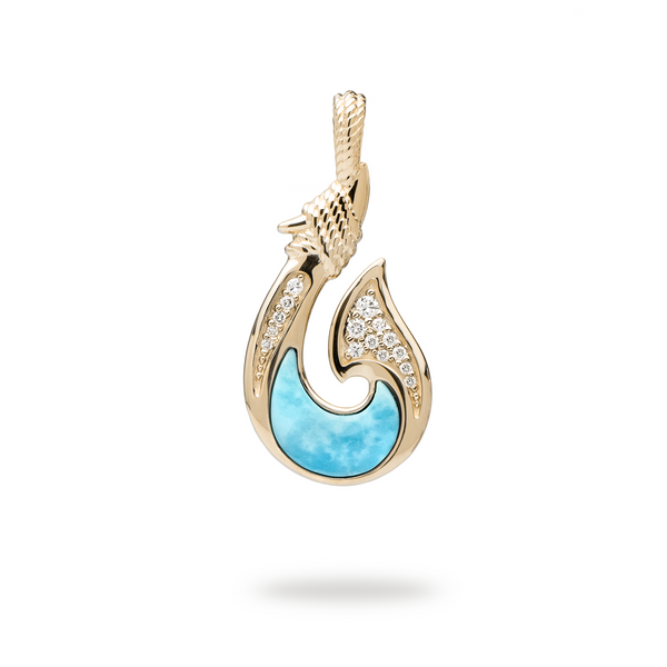 Seahorse Wave Necklace Pendant Blue Topaz Paua Abalone 