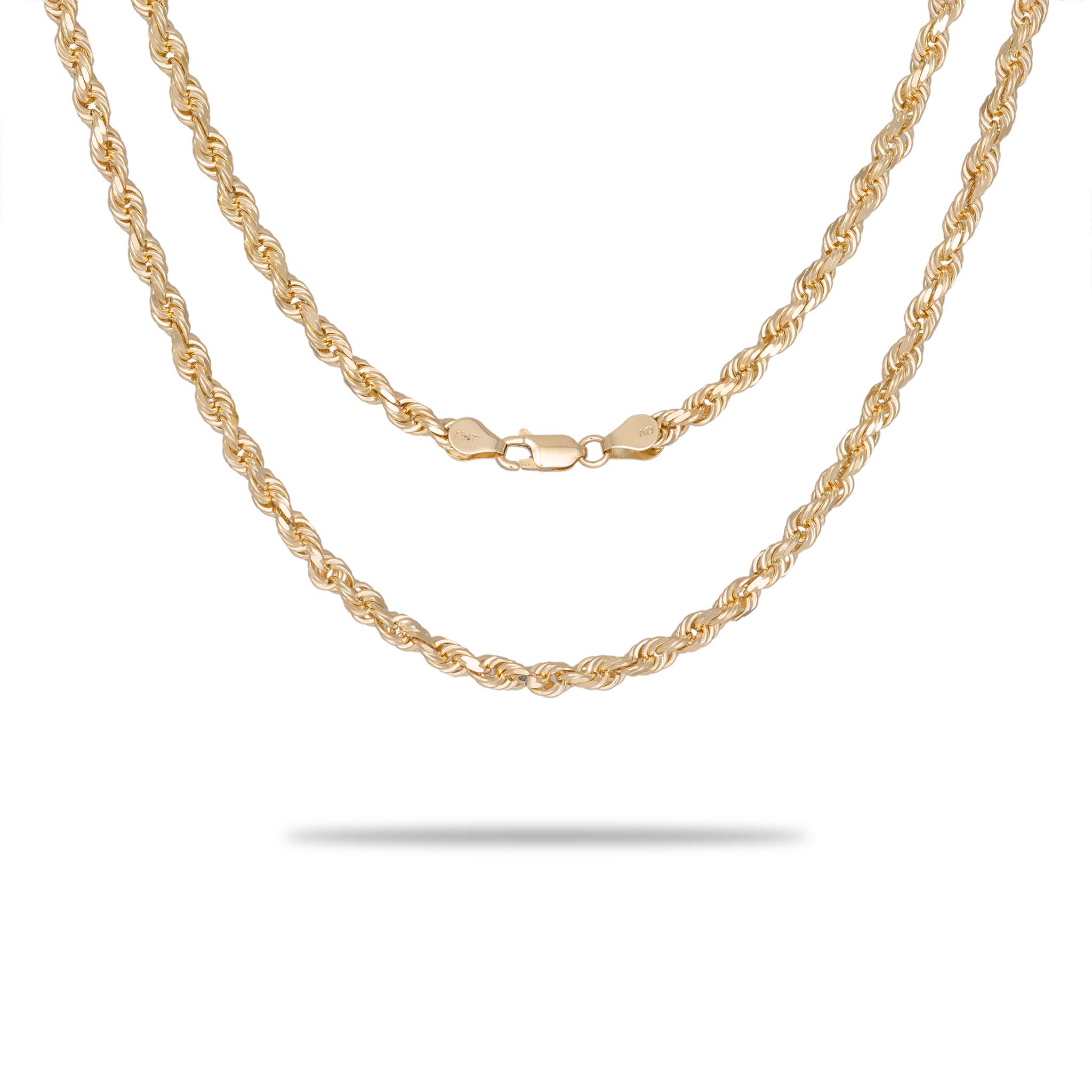 20, 22 and 24 5mm Rope Chain 14k Gold