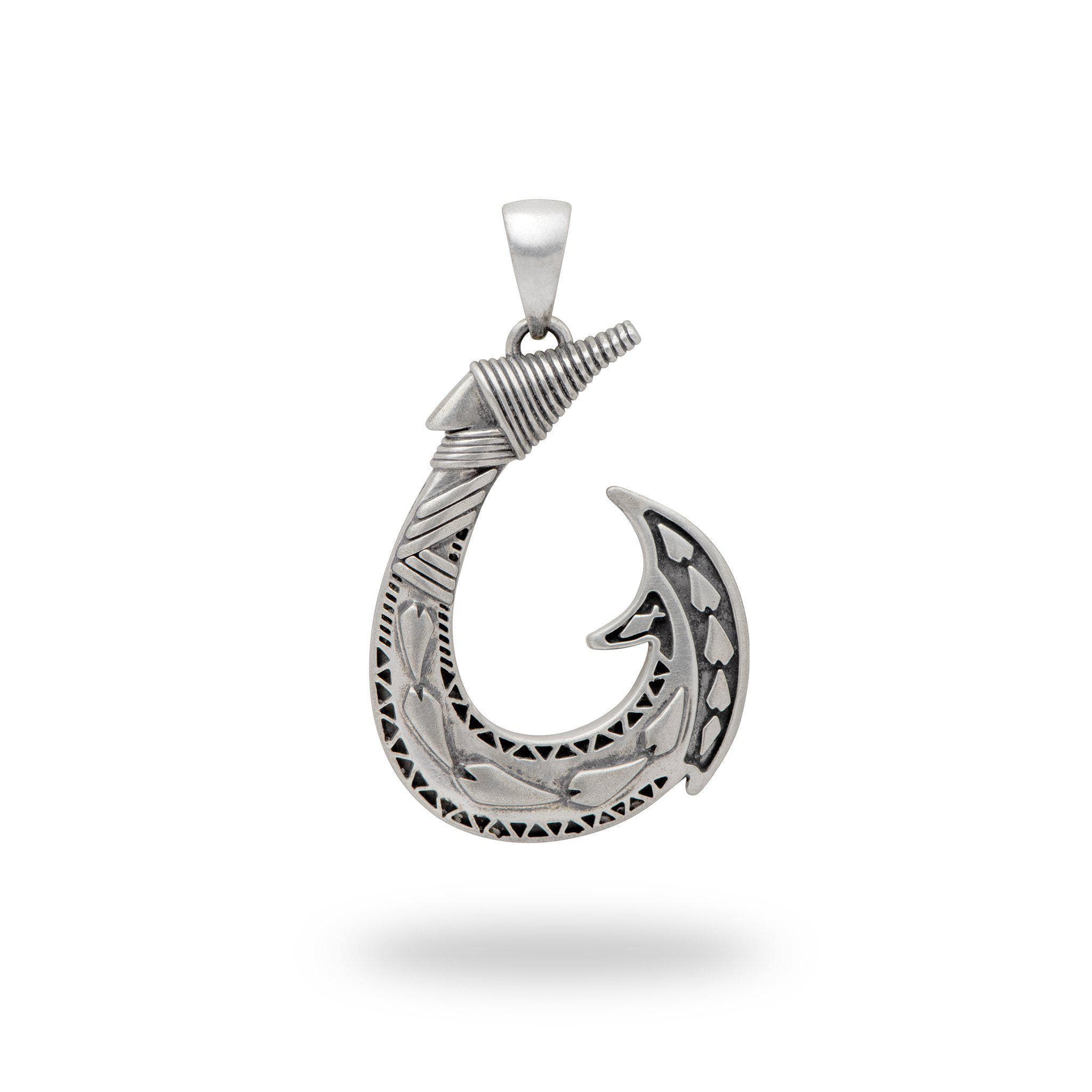 Sterling Silver Fish Hook Pendant Necklace, 18 