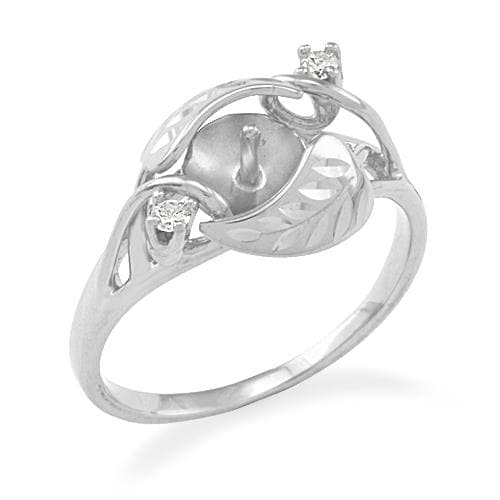 Pick-a-Pearl Maile Ring in White Gold with Diamonds
